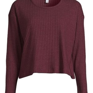 Women's Ribbed Burgundy Top and Skirt Set